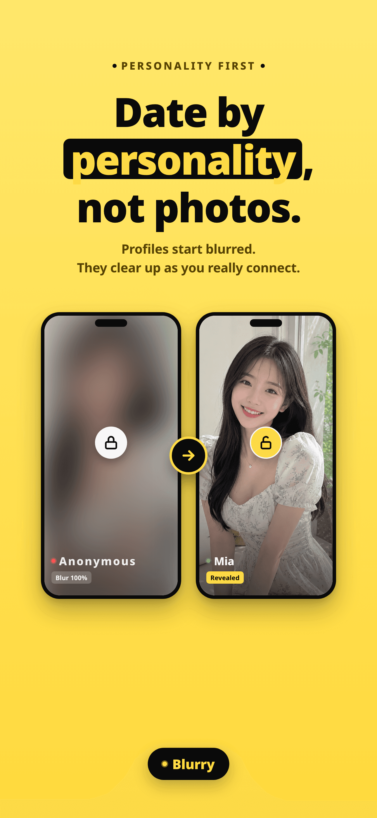 Blurry app — a profile starting fully blurred