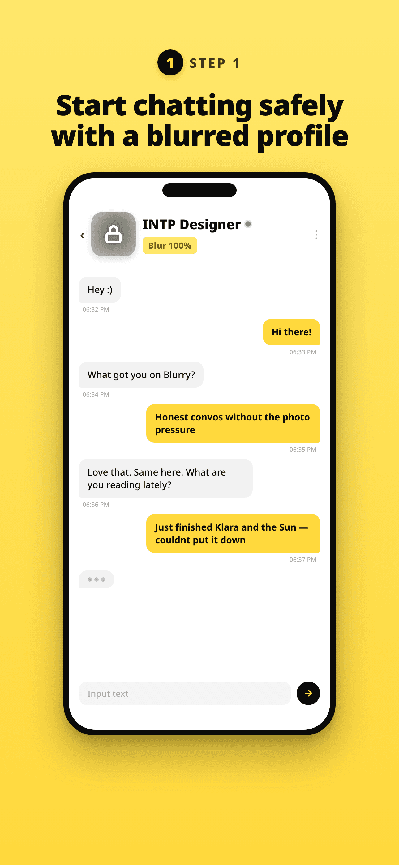 Start chatting safely with a blurred profile
