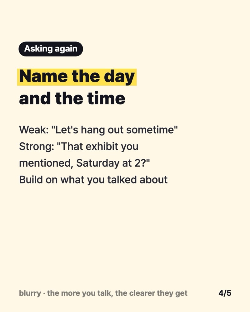 Name the day and the time
