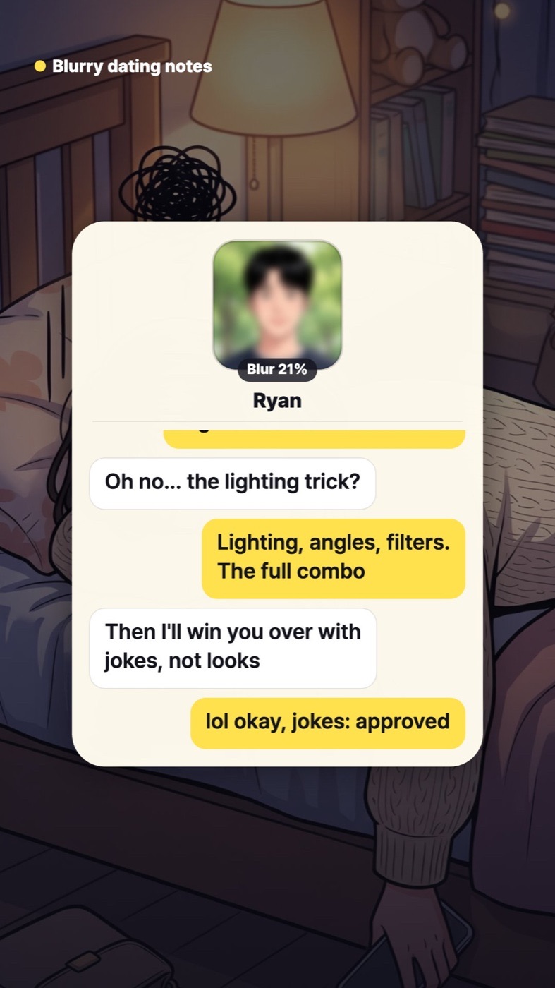 Blurry chat with a blurred profile photo