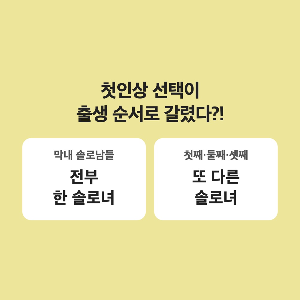 첫인상 선택이 출생 순서로 갈렸다