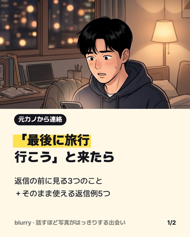 元カノ・元カレから連絡きた!「最後に旅行」と誘われたときの返信例と考える3つのこと