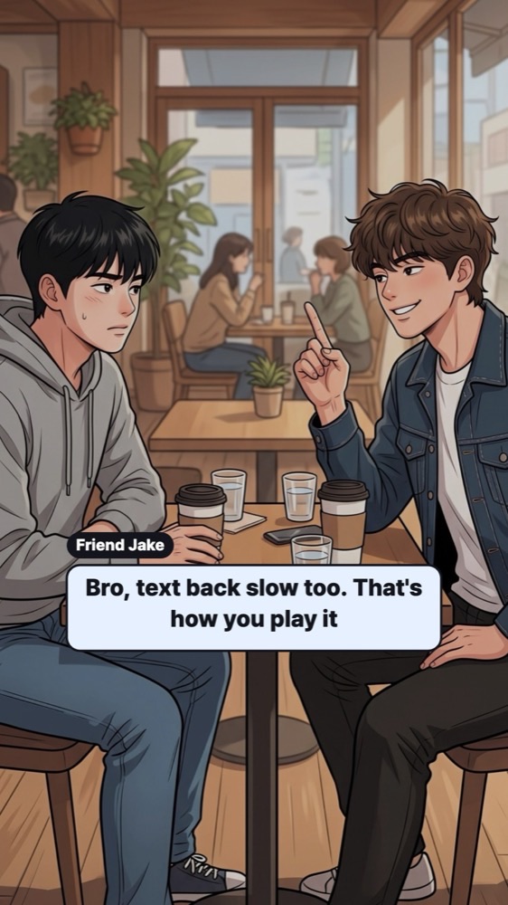 Friend telling him to play it cool