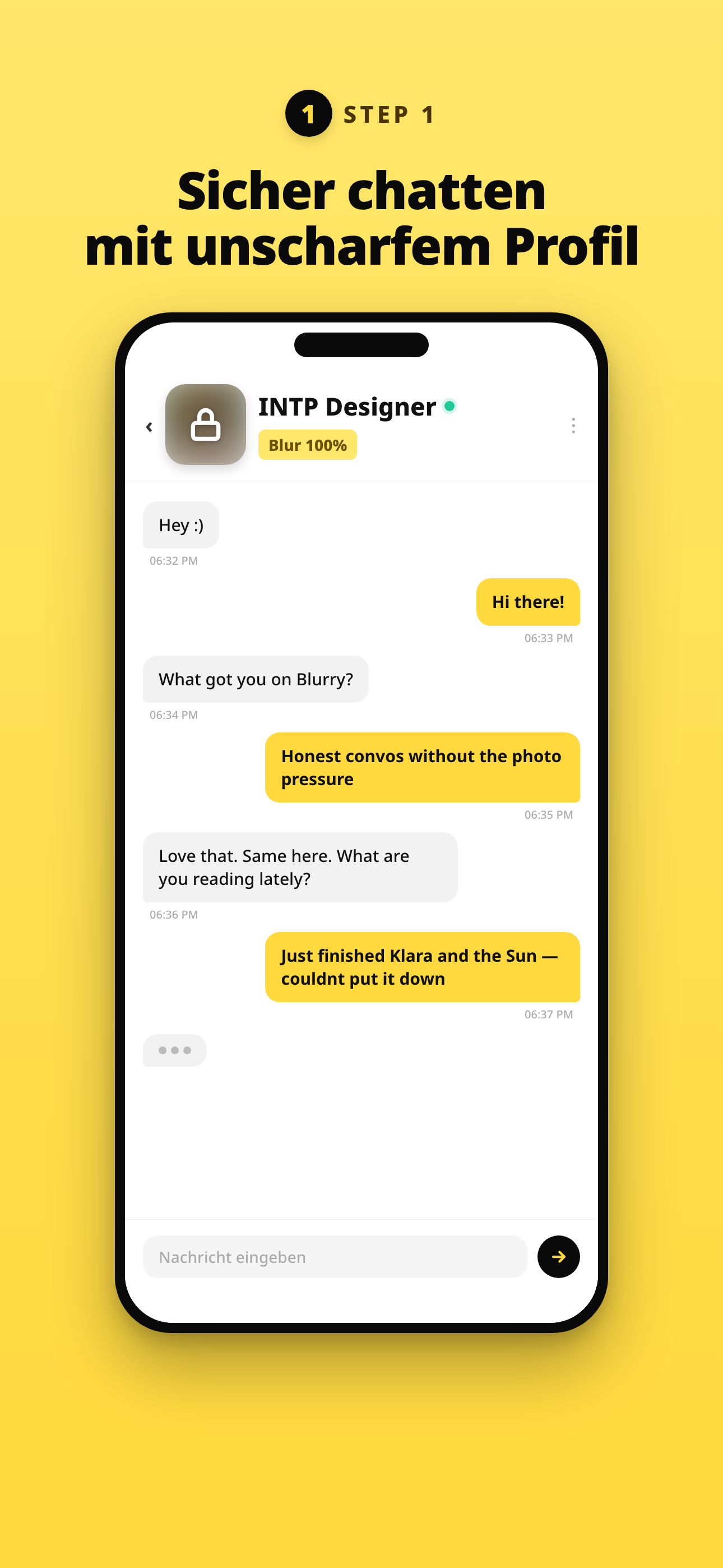 Entspannt chatten mit verschwommenem Profil
