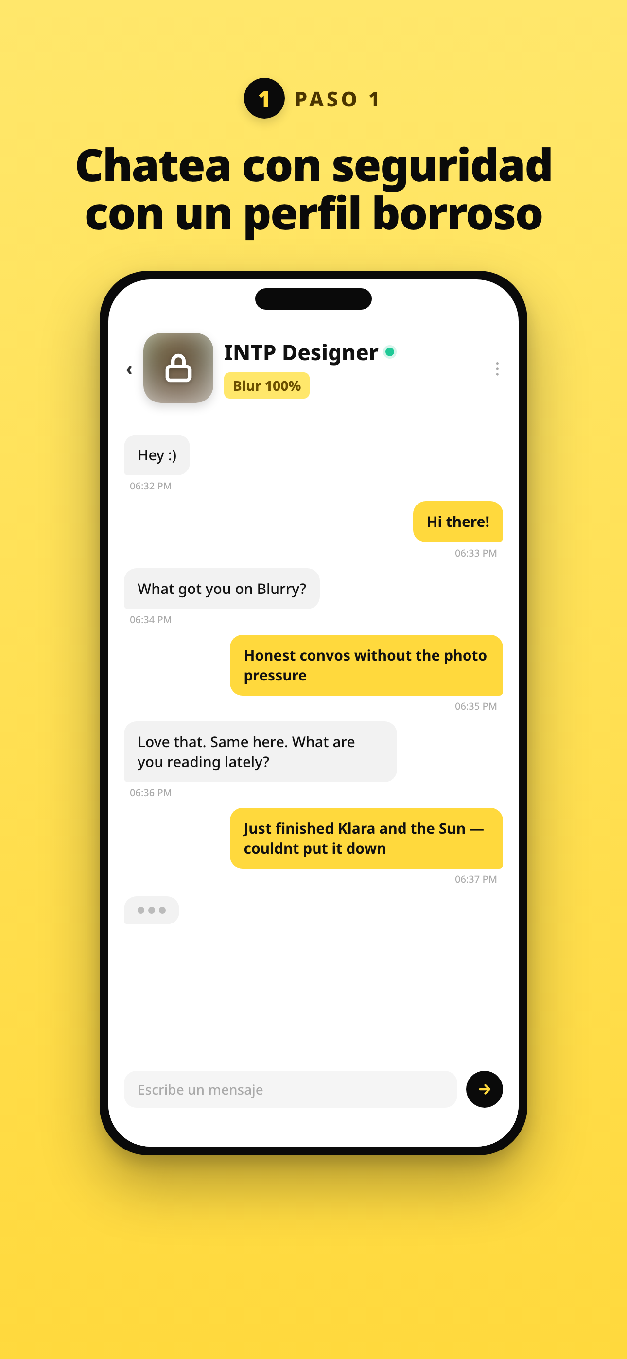 Empieza a chatear con tranquilidad desde un perfil borroso